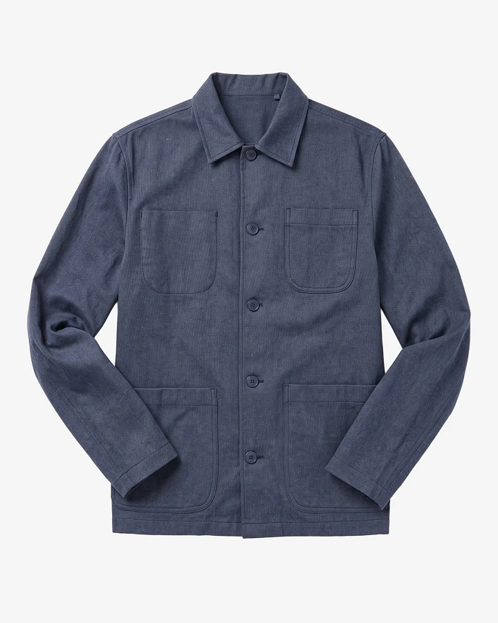 KnowledgeCotton Apparel Herren vegan Overshirt Flannel Vintage Indigo