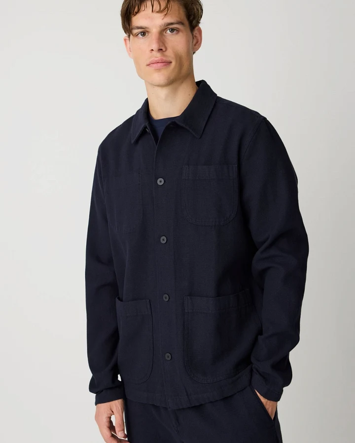 KnowledgeCotton Apparel Herren vegan Flanell Overshirt Nachtblau