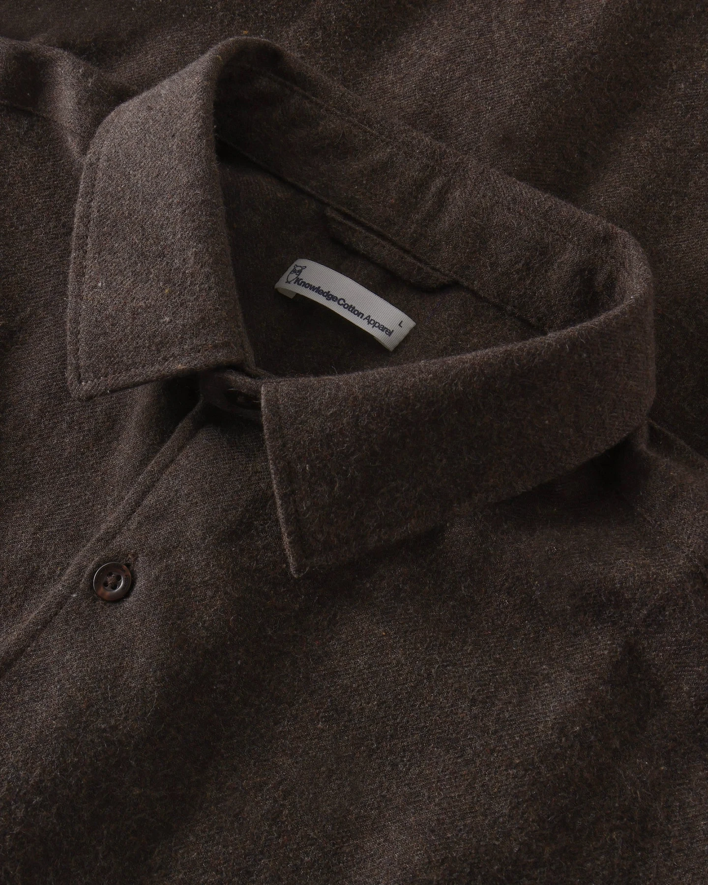 KnowledgeCotton Apparel Herren vegan Hemd Dune Regular Aus Flanell Farbe Chocolate Torte – Ansicht 2