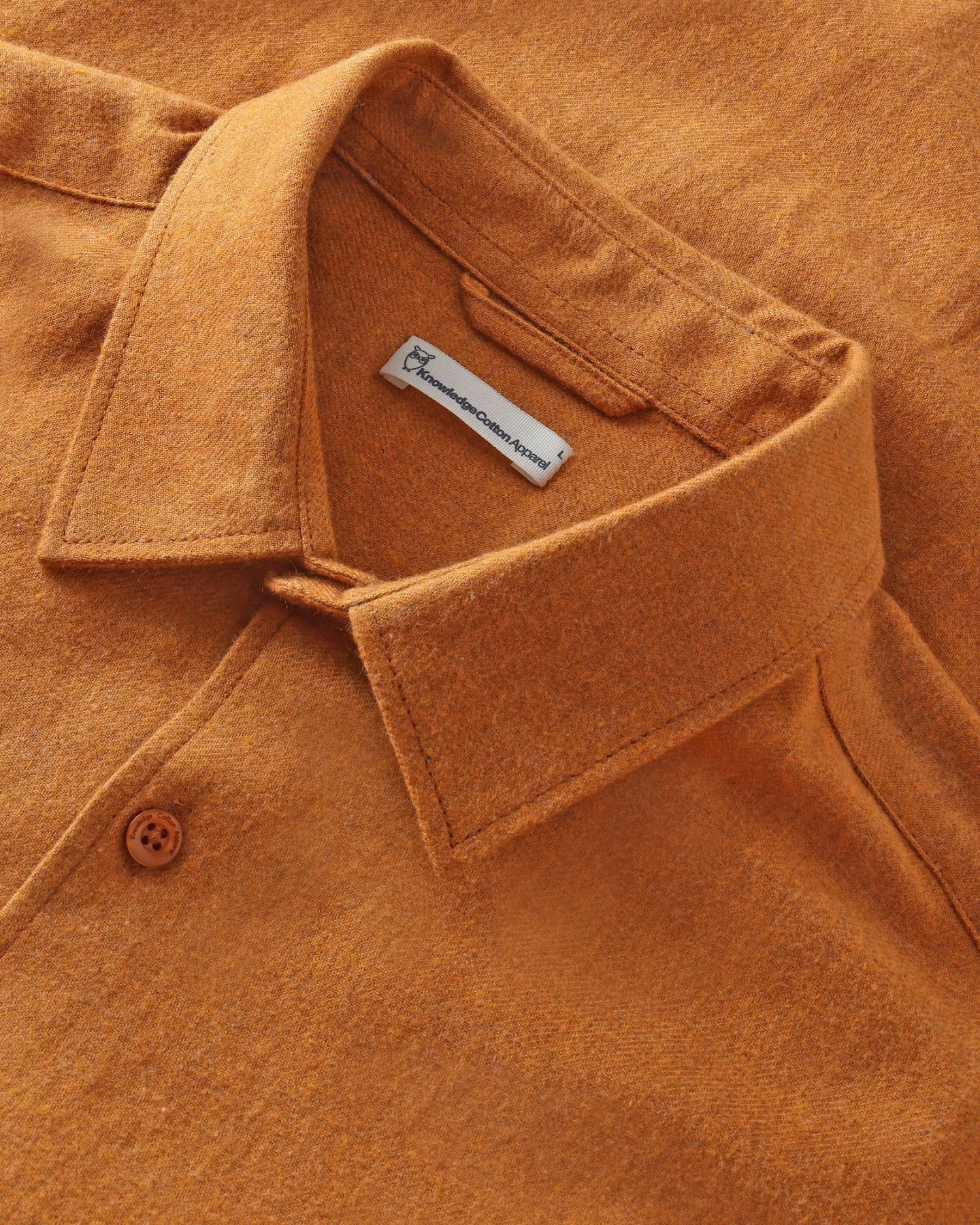 KnowledgeCotton Apparel Herren vegan Hemd Dune Regular Aus Flanell Farbe Golden Oak – Ansicht 2