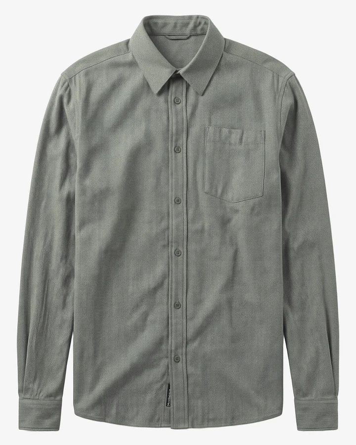 KnowledgeCotton Apparel Herren vegan Hemd Dune Regular Fischgrat Forest Night