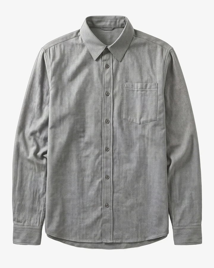 KnowledgeCotton Apparel Herren vegan Hemd Dune Regular Mit Fischgrätenmuster Chocolate Torte