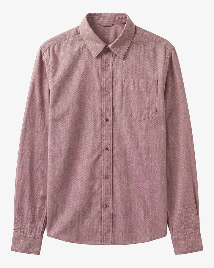KnowledgeCotton Apparel Herren vegan Hemd Dune Regular Fischgrat Burgund