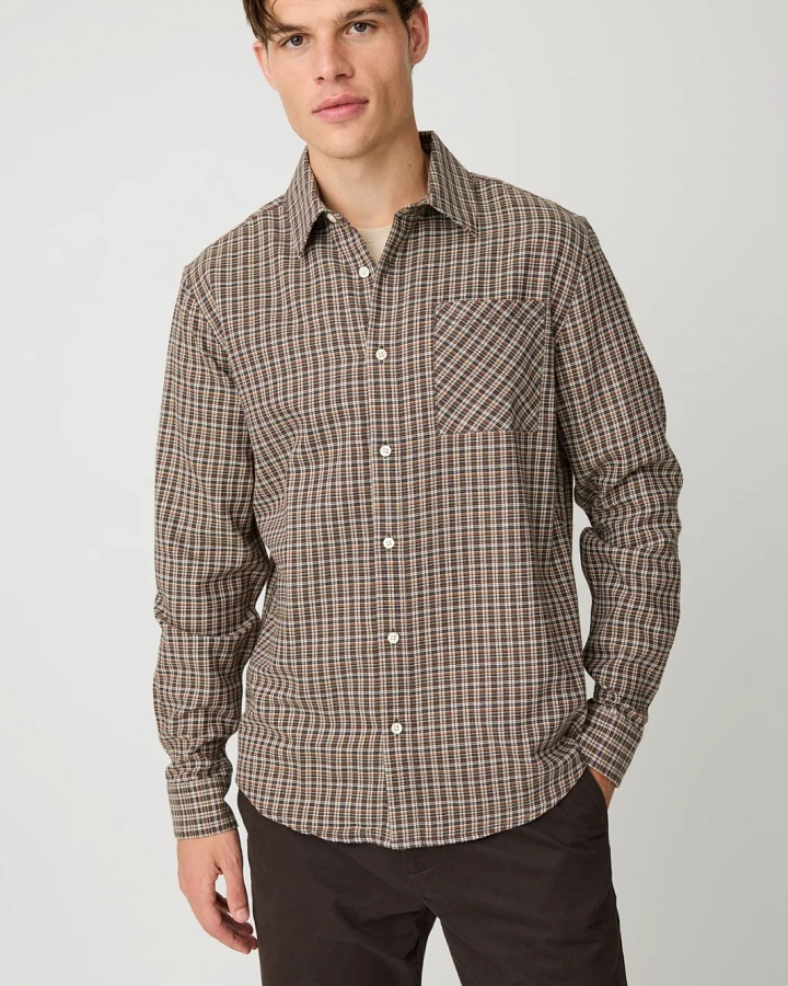 KnowledgeCotton Apparel Herren vegan Hemd Dune Regular Karo Rot