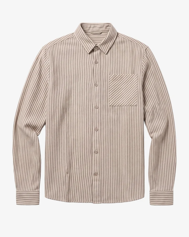 KnowledgeCotton Apparel Herren vegan Hemd Dune Regular Streifen Braun Kariert
