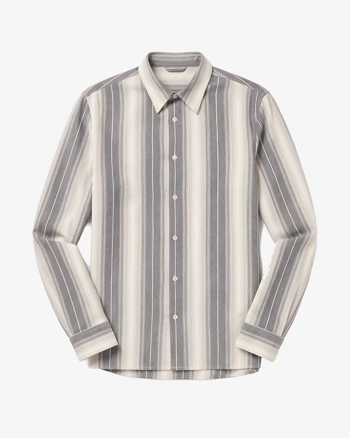 KnowledgeCotton Apparel Herren vegan Hemd Dune Regular Streifen Grau Gestreift