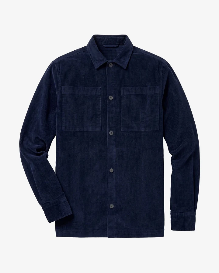 KnowledgeCotton Apparel Herren vegan Overshirt Locker Geschnitten Cord Nachtblau