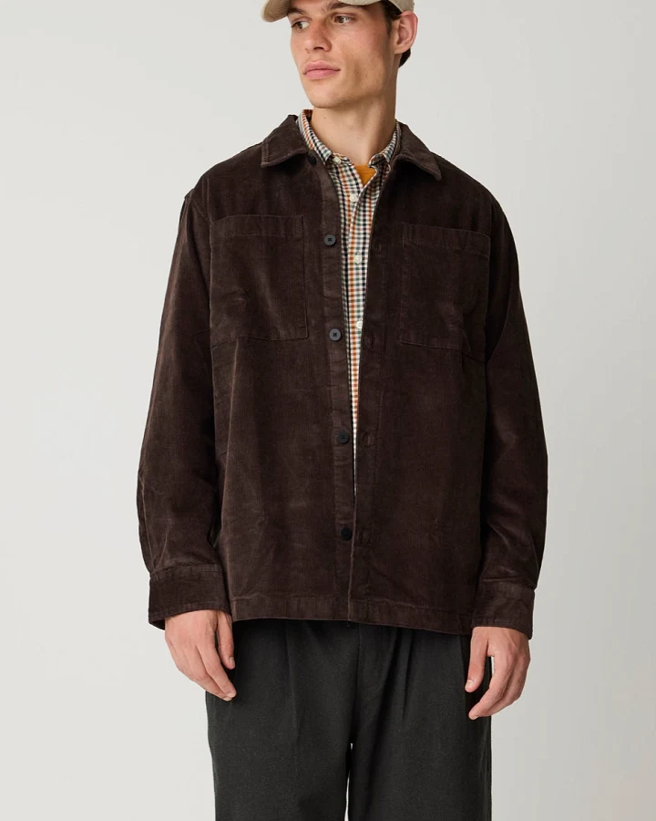 KnowledgeCotton Apparel Herren vegan Hemdjacke Loose Corduroy Chocolate Torte