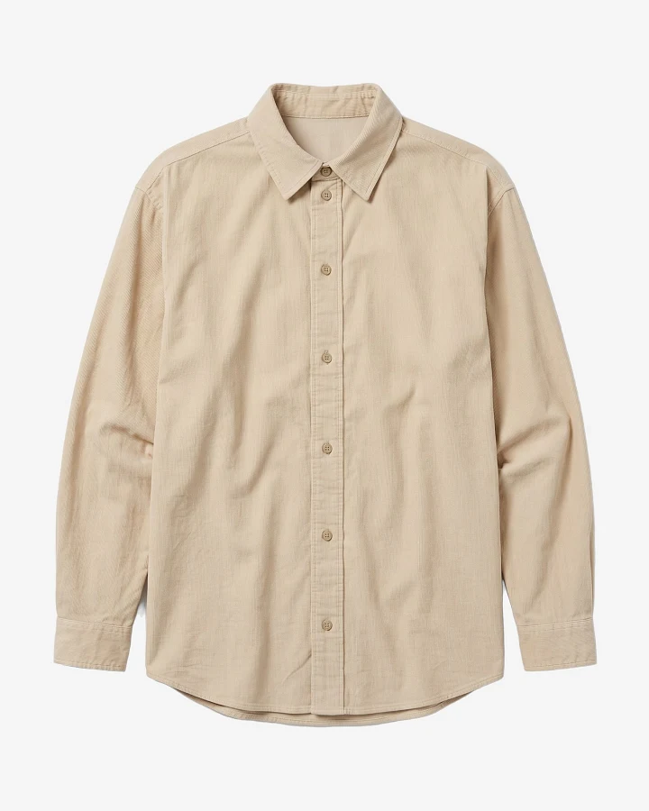 KnowledgeCotton Apparel Damen vegan Hemd Vega Lockere Passform Cord Helles Federgrau