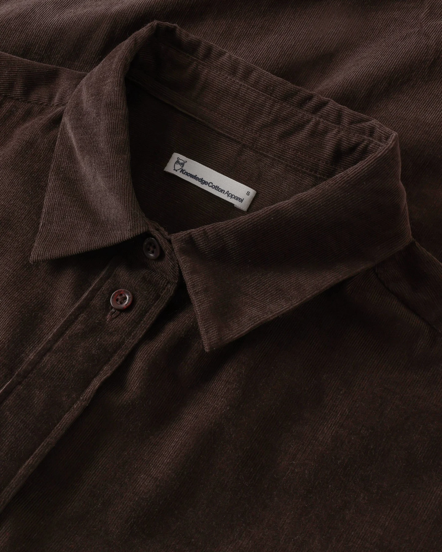 KnowledgeCotton Apparel Damen vegan Hemd Vega Lockere Passform Cord Farbe Chocolate Torte – Ansicht 2