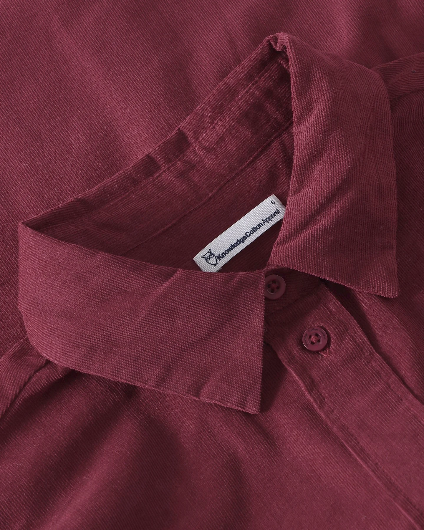 KnowledgeCotton Apparel Damen vegan Hemd Vega Relaxed Cord Burgunderrot – Ansicht 2