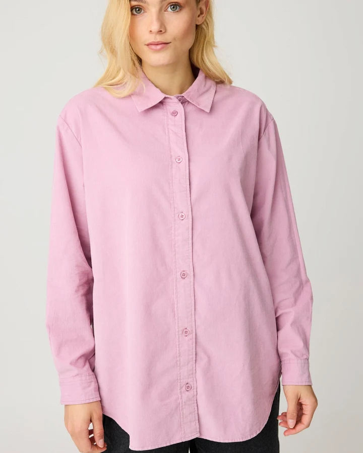 KnowledgeCotton Apparel Damen vegan Hemd Vega Relaxed Cord Orchid Haze