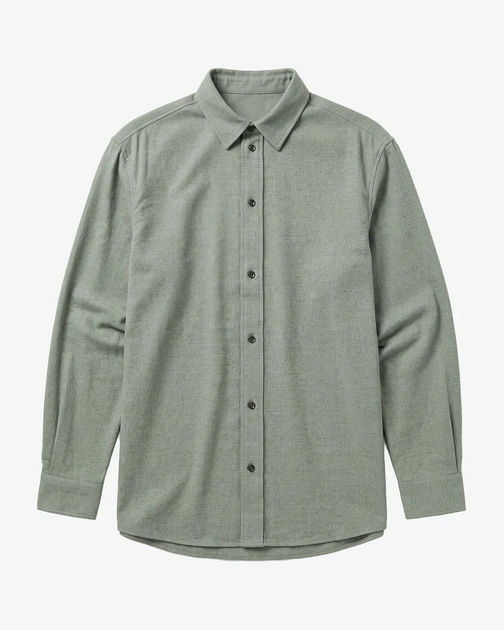 KnowledgeCotton Apparel Damen vegan Hemd Vega Relaxed Flanell Lily Pad Grün