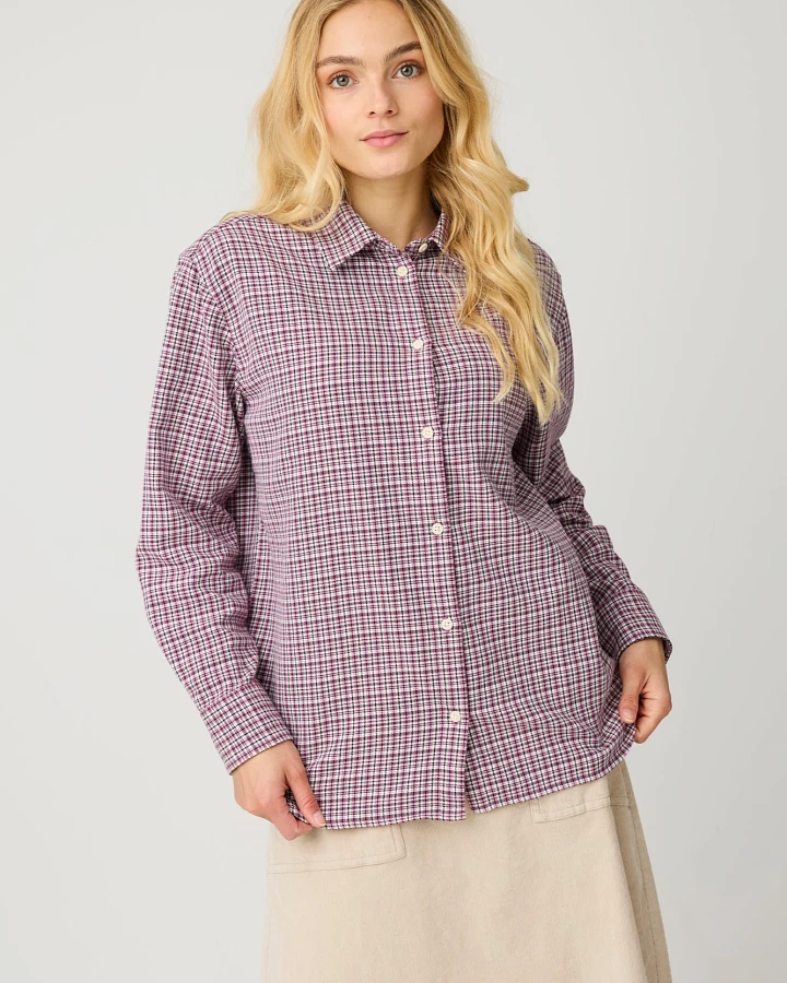 KnowledgeCotton Apparel Damen vegan Hemd Relaxed Check Rosa Kariert