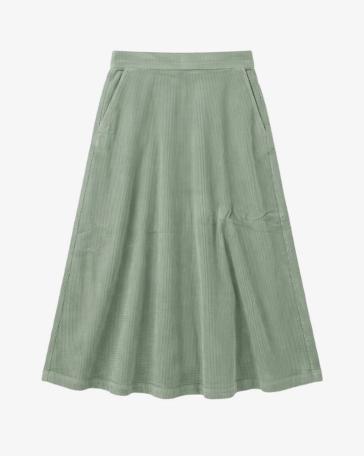 KnowledgeCotton Apparel Damen vegan Rock Aus Cord Lily Pad Grün