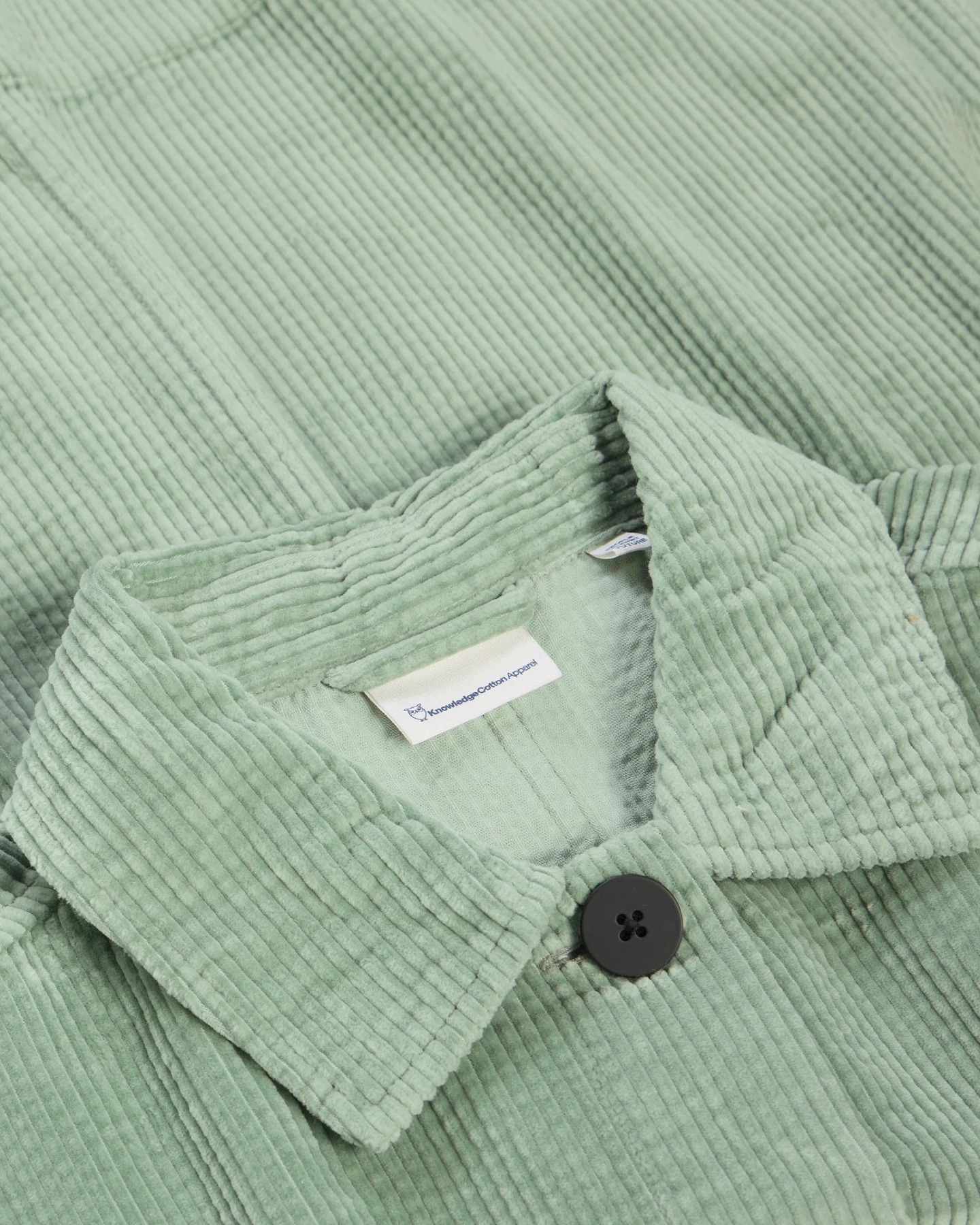 KnowledgeCotton Apparel Damen vegan Overshirt Lily Pad Cord Grün – Ansicht 2