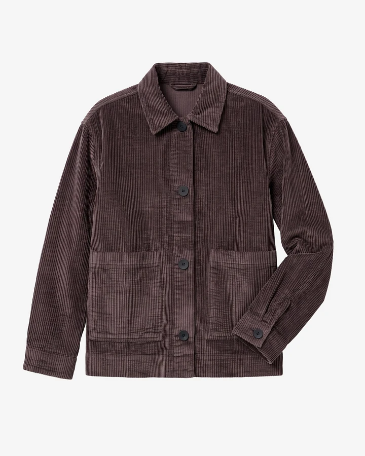 KnowledgeCotton Apparel Damen vegan Overshirt Corduroy Chocolate Torte Braun