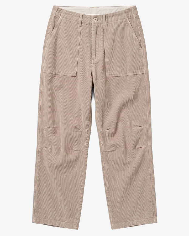 KnowledgeCotton Apparel Damen vegan Hose Bloom Barrel Cord Hellgrau