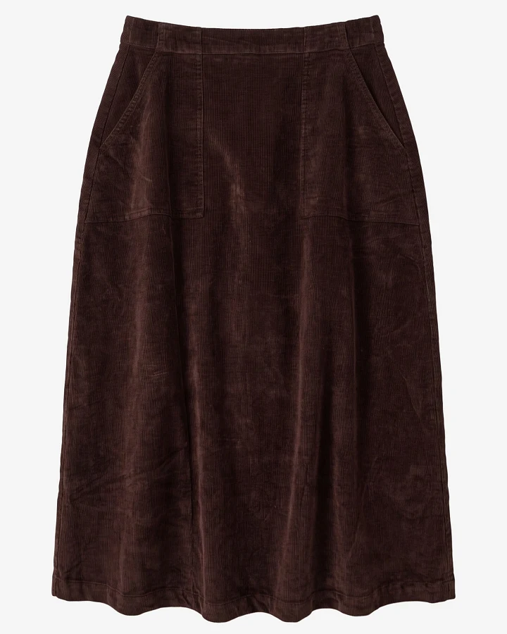 KnowledgeCotton Apparel Damen vegan Rock Cord Chocolate Torte Braun