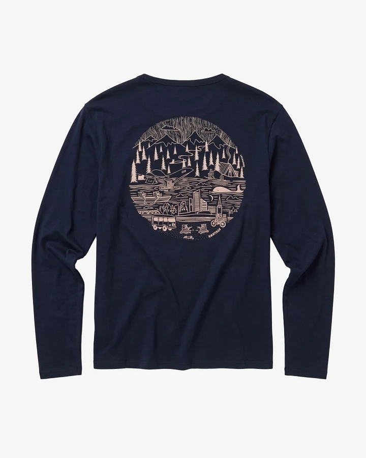 KnowledgeCotton Apparel Herren vegan Langarm Shirt Mit Aufnäher Nacht Himmelblau
