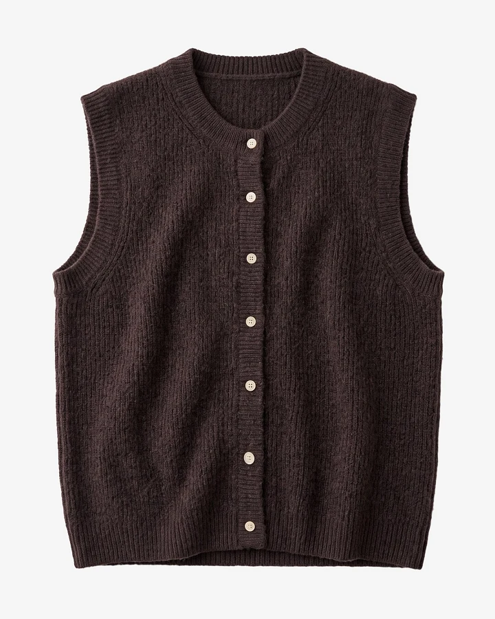 KnowledgeCotton Apparel Damen vegan Weste Soufflé Garn Chocolate Torte