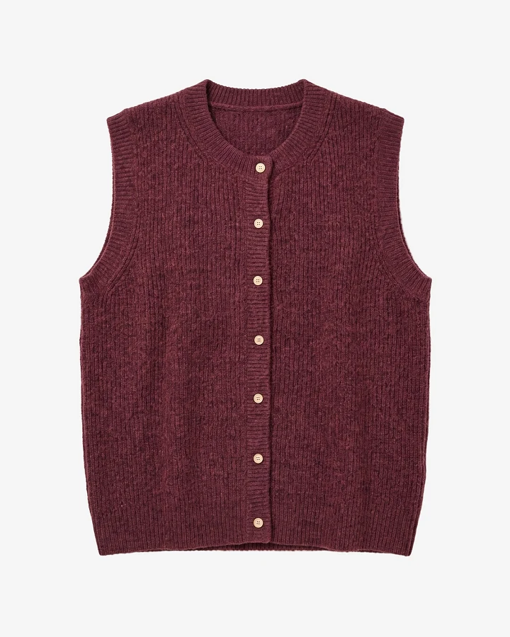 KnowledgeCotton Apparel Damen vegan Weste Aus Soufflé-Garn Burgunderrot