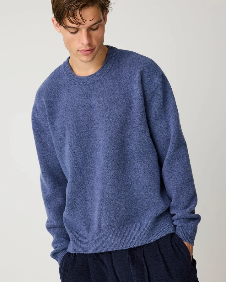KnowledgeCotton Apparel Herren vegan Pullover Soufflé Yarn Vintage Indigo