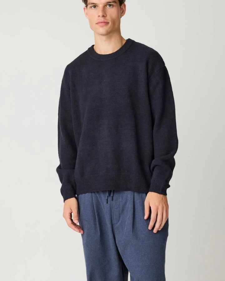 KnowledgeCotton Apparel Herren vegan Pullover Aus Soufflé Garn Nachtblau