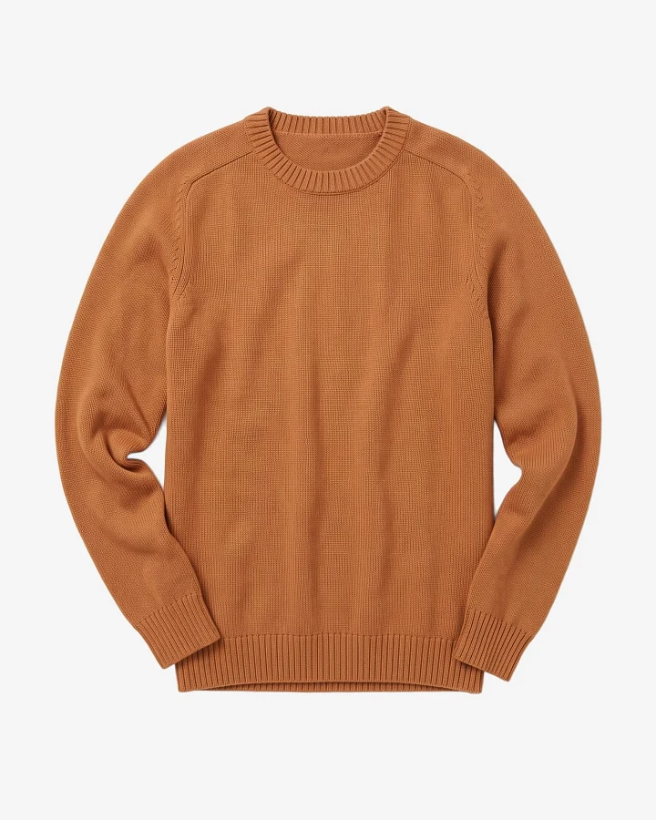KnowledgeCotton Apparel Herren vegan Strickpullover Einfarbig Rundhalsausschnitt Löwenmuster Braun