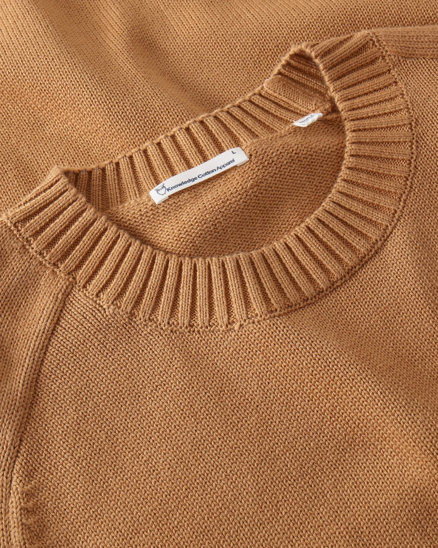 KnowledgeCotton Apparel Herren vegan Strickpullover Einfarbig Rundhalsausschnitt Löwenmuster Braun – Ansicht 2