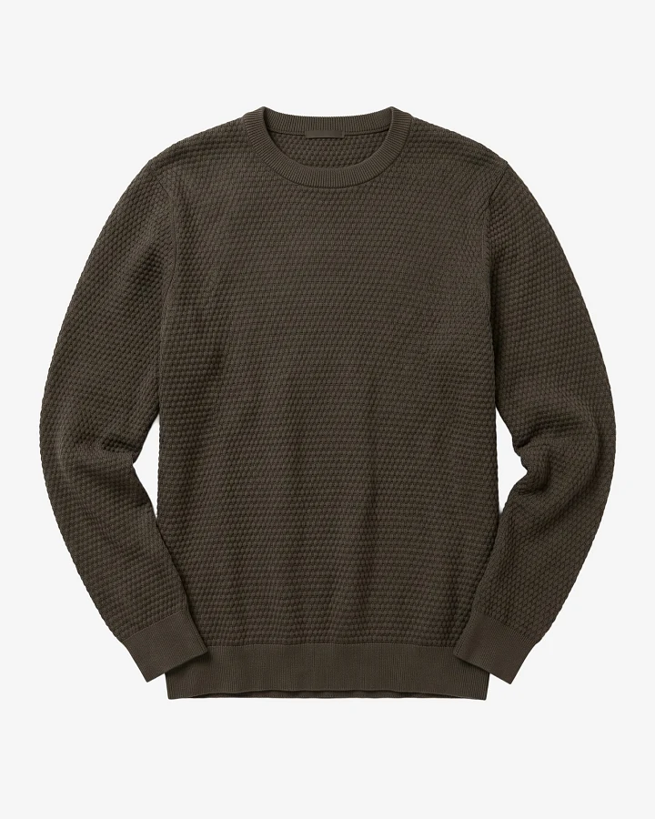 KnowledgeCotton Apparel Herren vegan Strickpullover Vagn Bubble Mit Rundhalsausschnitt, Waldgrün/Nachtgrün