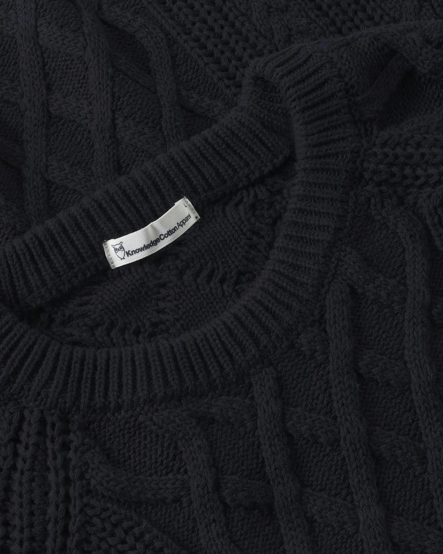 KnowledgeCotton Apparel Herren vegan Pullover Mit Zopfmuster Nachthimmelblau – Ansicht 2