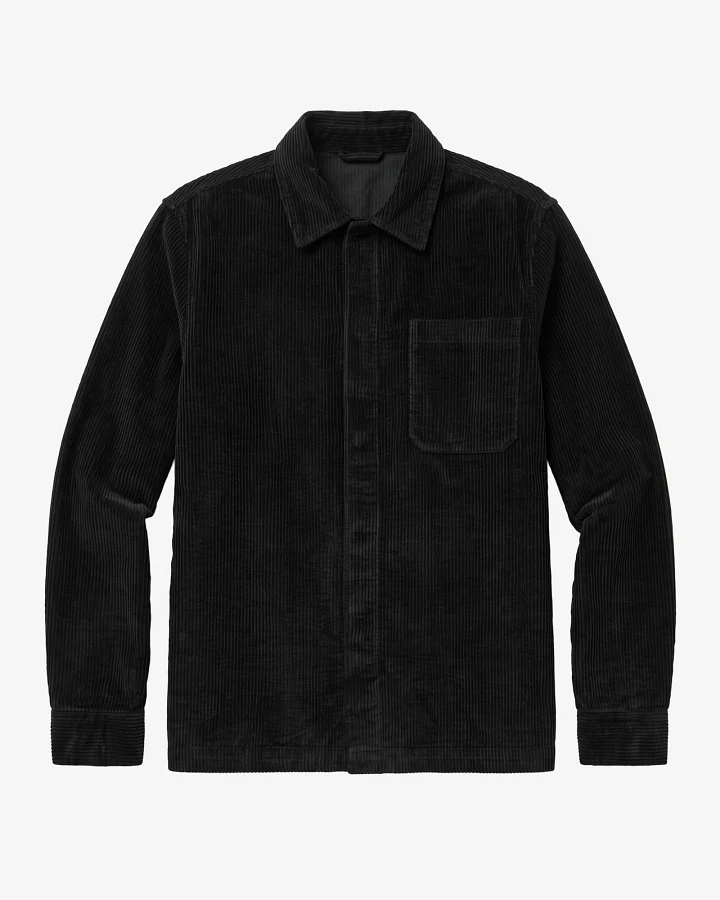 KnowledgeCotton Apparel Herren vegan Overshirt Corduroy Black Jet