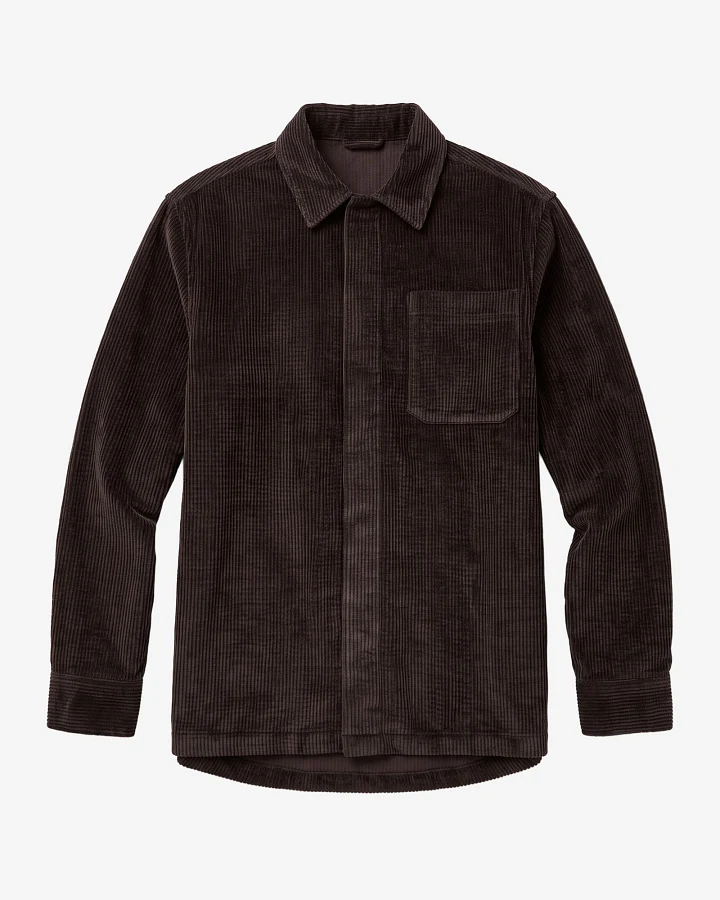 KnowledgeCotton Apparel Herren vegan Overshirt Aus Cord In Der Farbe Schokoladentorte“