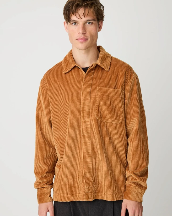 KnowledgeCotton Apparel Herren vegan Overshirt Aus Cord Lion Braun