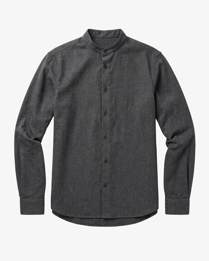 KnowledgeCotton Apparel Herren vegan Hemd Arch Regular Flanell Dunkelgrau Meliert