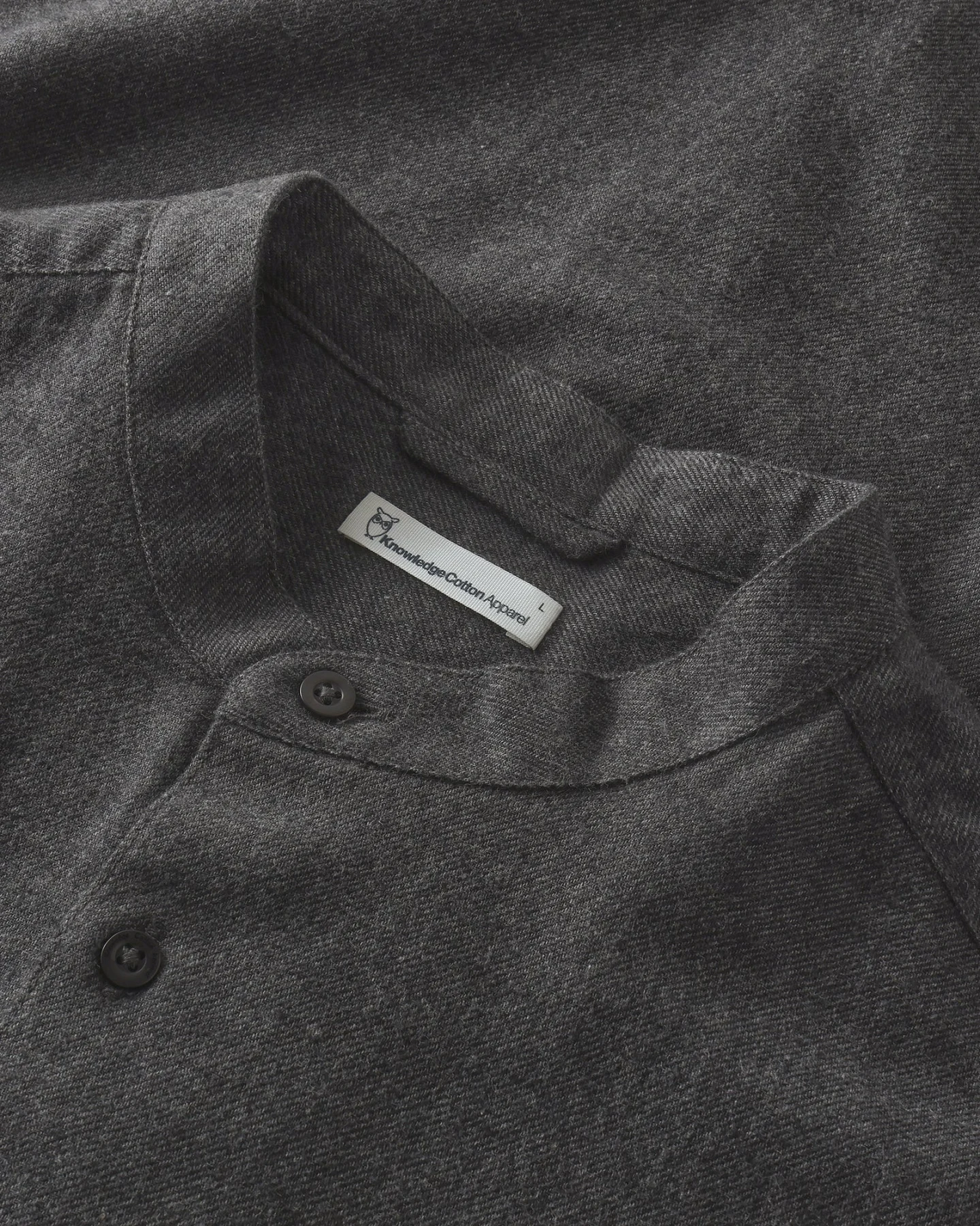 KnowledgeCotton Apparel Herren vegan Hemd Arch Regular Flanell Dunkelgrau Meliert – Ansicht 2