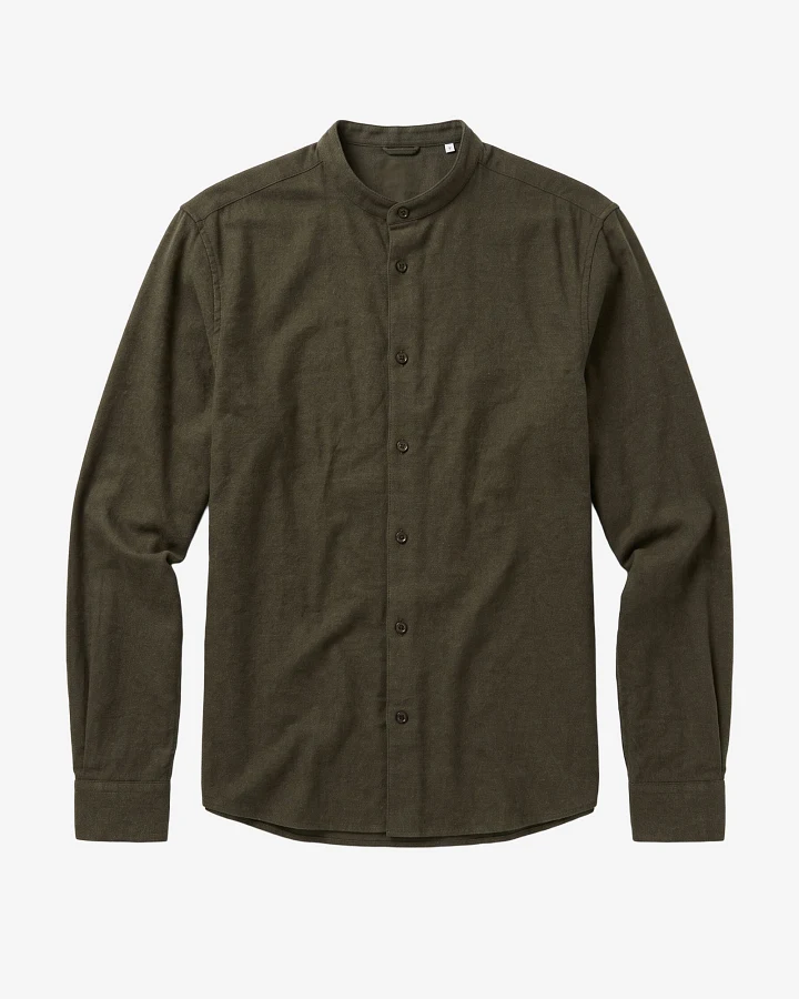 KnowledgeCotton Apparel Herren vegan Hemd Arch Regular Aus Flanell Forest Nachtgrün