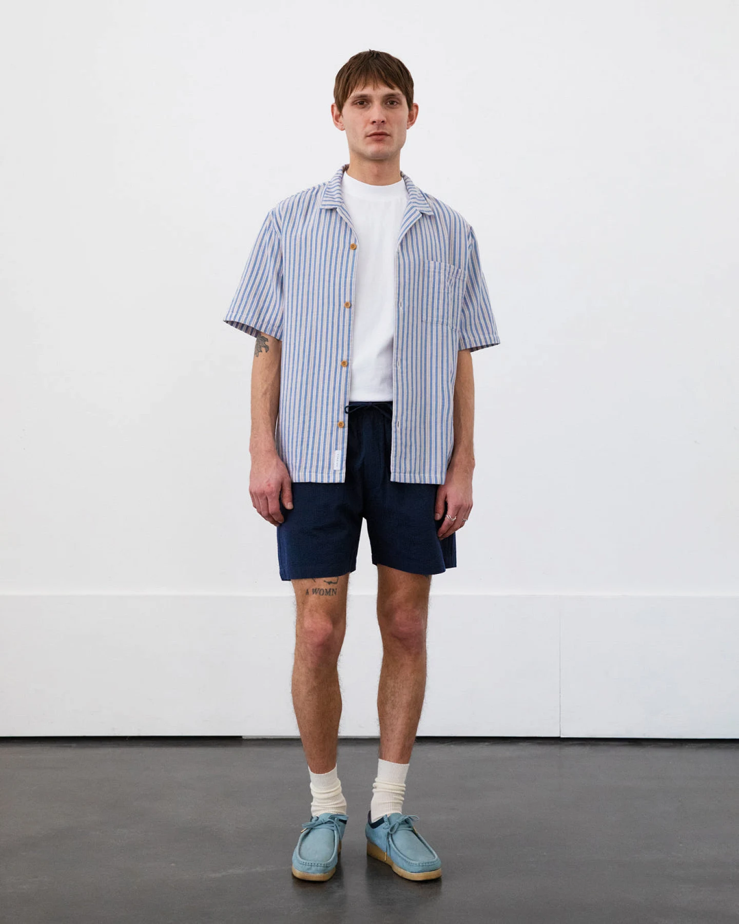 Rotholz Herren vegan Shorts Seersucker Navy – Ansicht 2