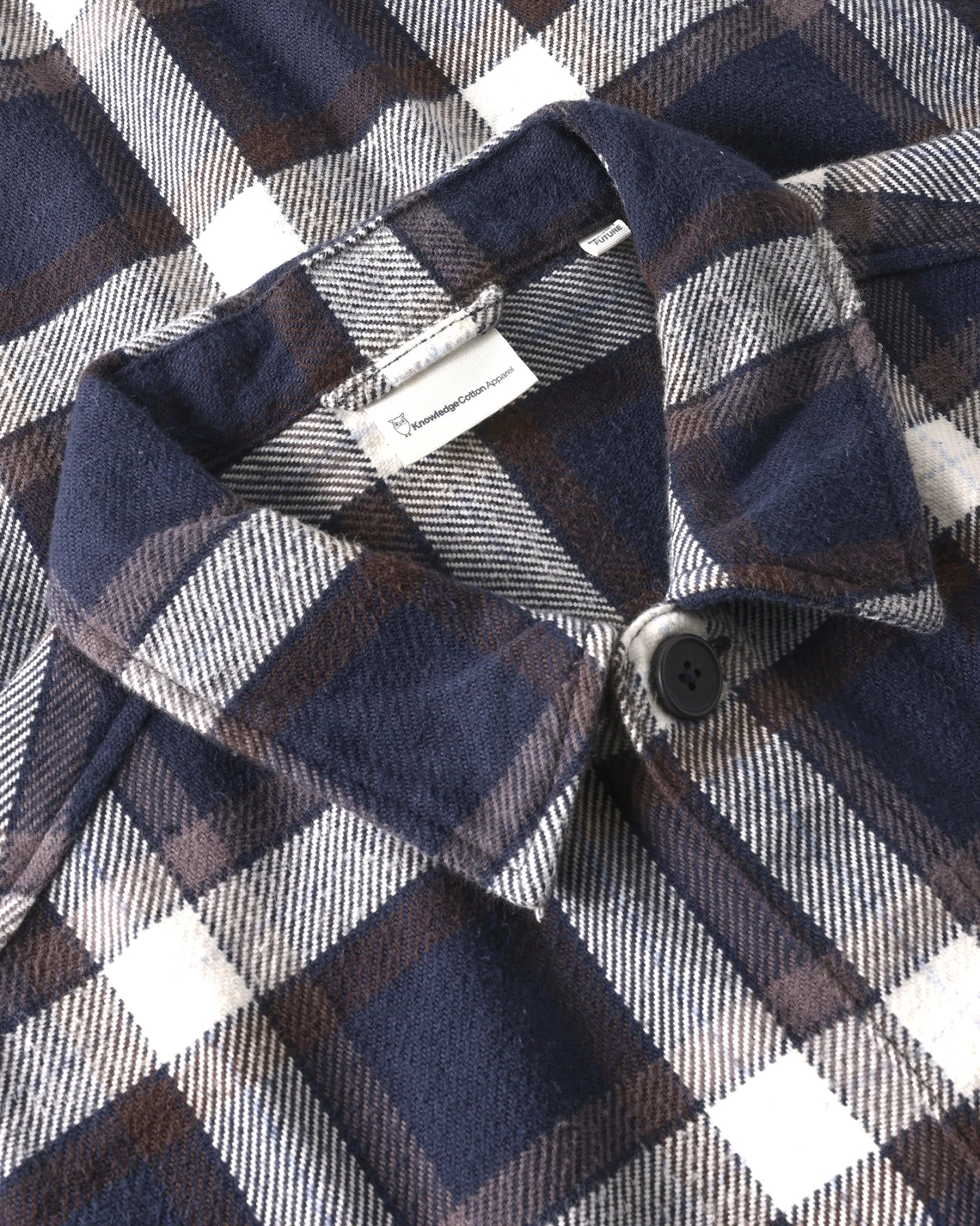 KnowledgeCotton Apparel Herren vegan Overshirt Flannel Check Navy – Ansicht 2