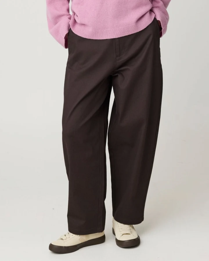 KnowledgeCotton Apparel Damen vegan Hose Bloom Barrel Pique Chocolate Torte