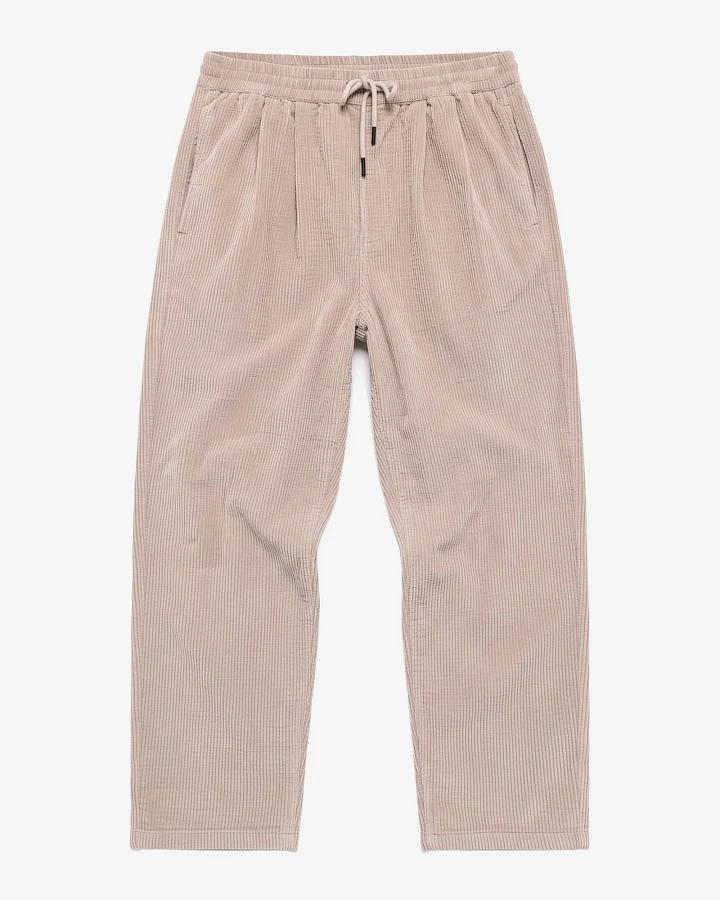 KnowledgeCotton Apparel Damen vegan Hose Hazy Lockere Passform Cord Helles Federgrau