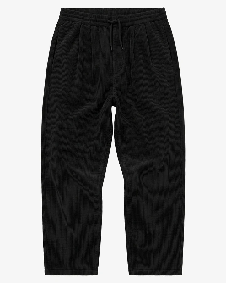 KnowledgeCotton Apparel Damen vegan Hose Hazy Relaxed Aus Cord Schwarz Jet