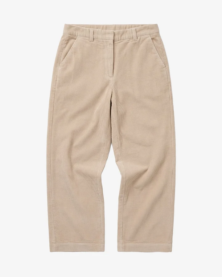 KnowledgeCotton Apparel Damen vegan Hose Bora Weit Cord Hell Federgrau