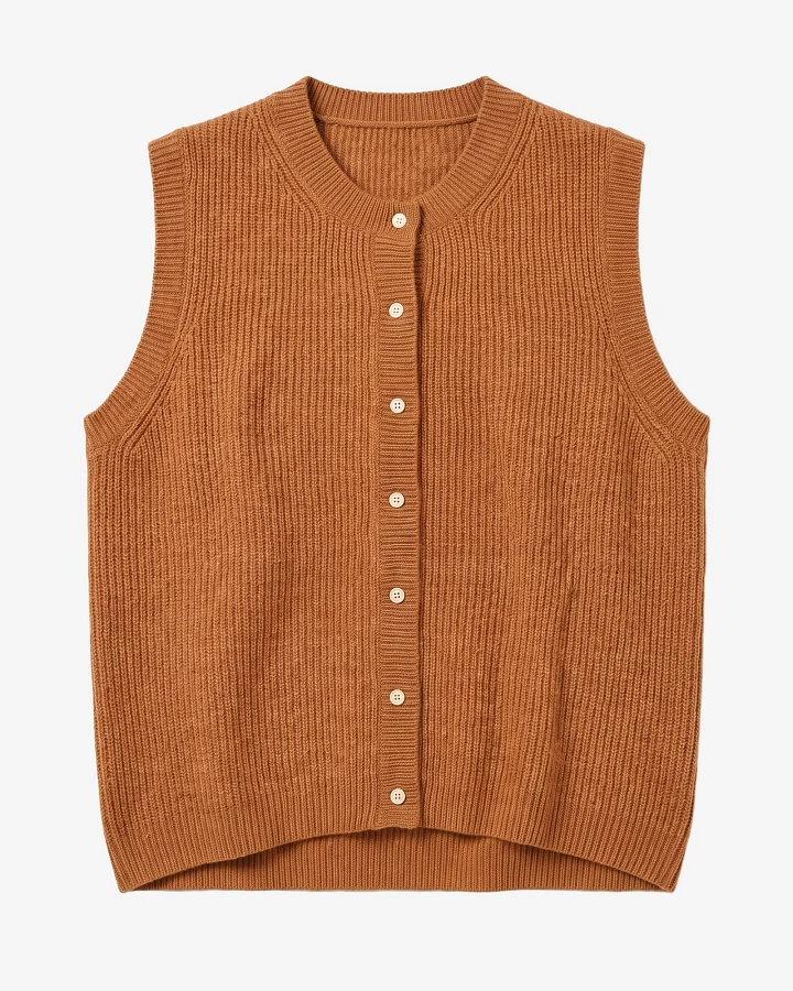 KnowledgeCotton Apparel Damen vegan Weste Aus Soufflé Garn Lion Braun