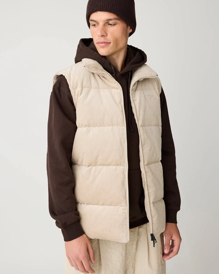 KnowledgeCotton Apparel Herren vegan Pufferweste Aus Cord Helles Federgrau