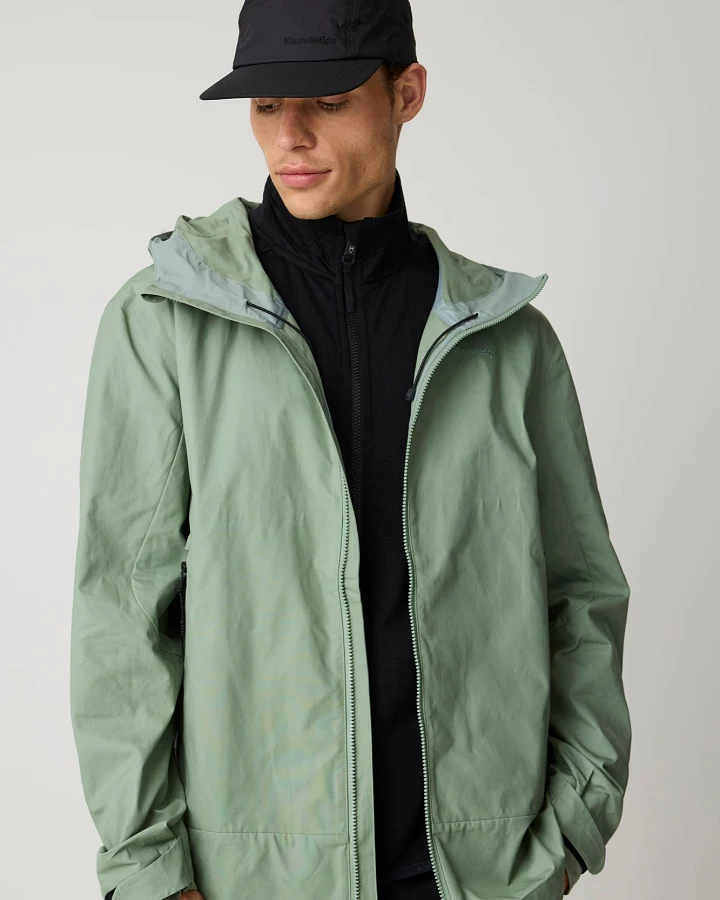 KnowledgeCotton Apparel Herren vegan Shell Jacke Vent Canvas 200 Lily Pad Grün