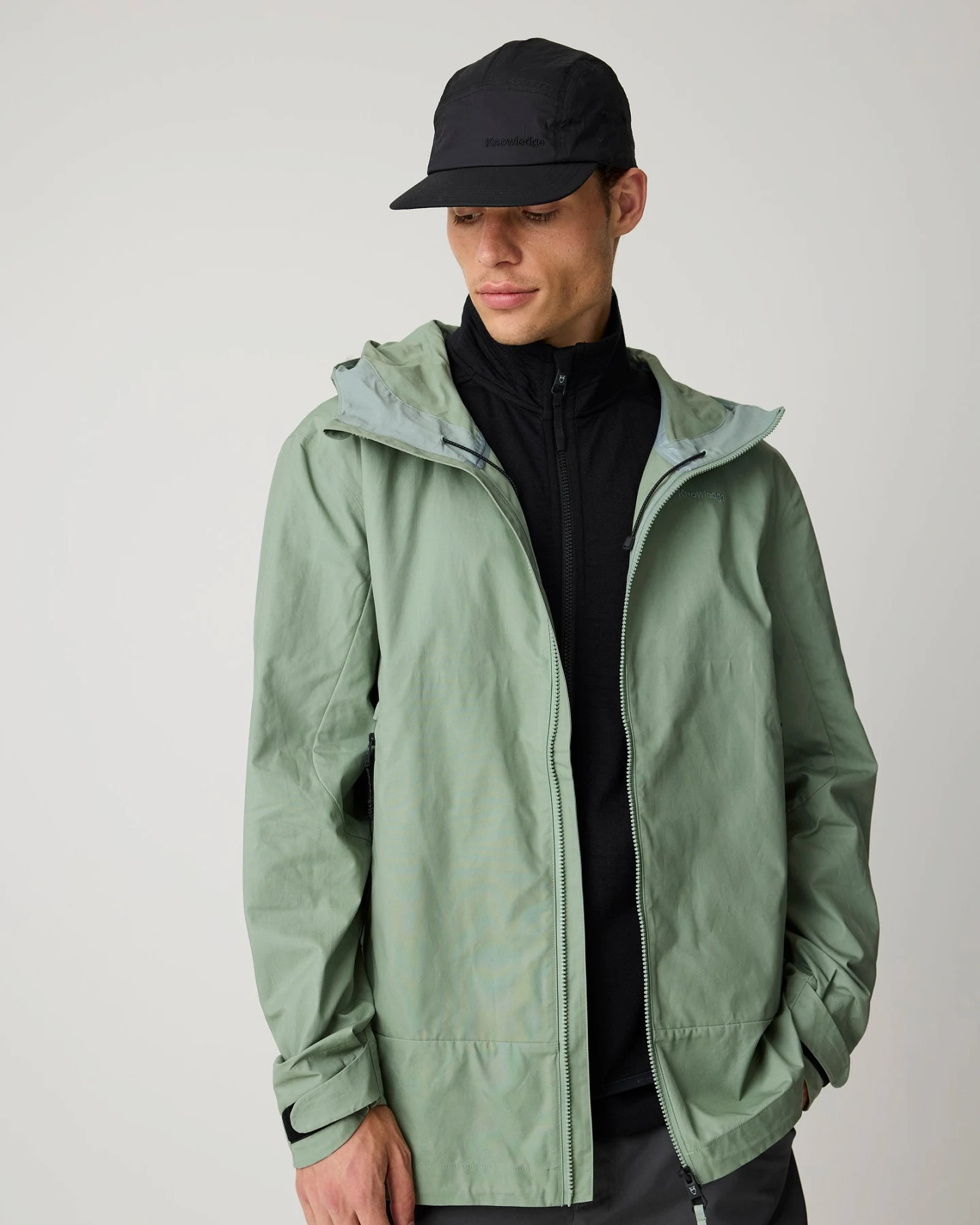 KnowledgeCotton Apparel Herren vegan Shell Jacke Vent Canvas 200 Lily Pad Grün – Ansicht 2