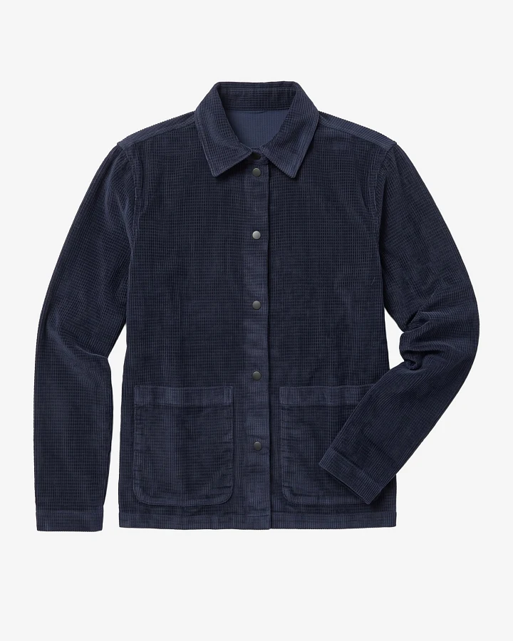 KnowledgeCotton Apparel Damen vegan Overshirt Aus Cord Night Sky Blau