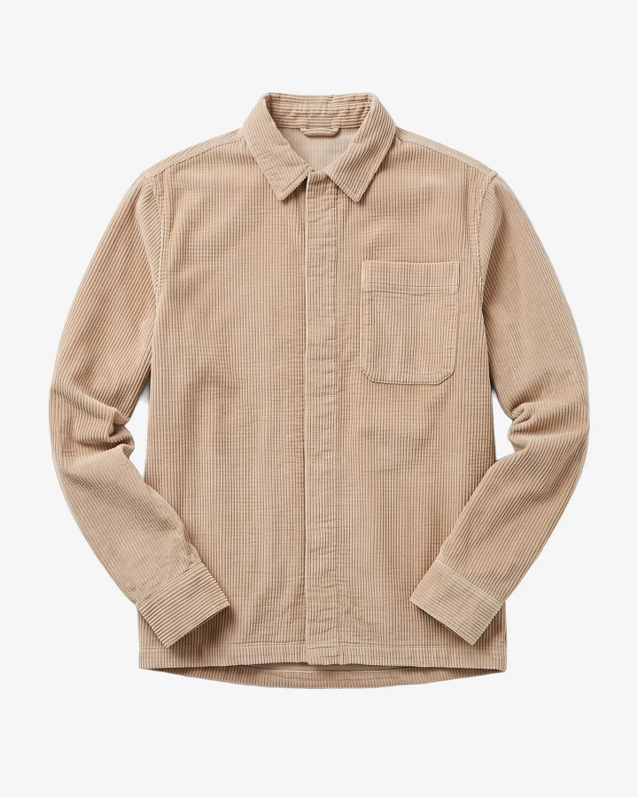 KnowledgeCotton Apparel Herren vegan Overshirt Corduroy Hellgrau
